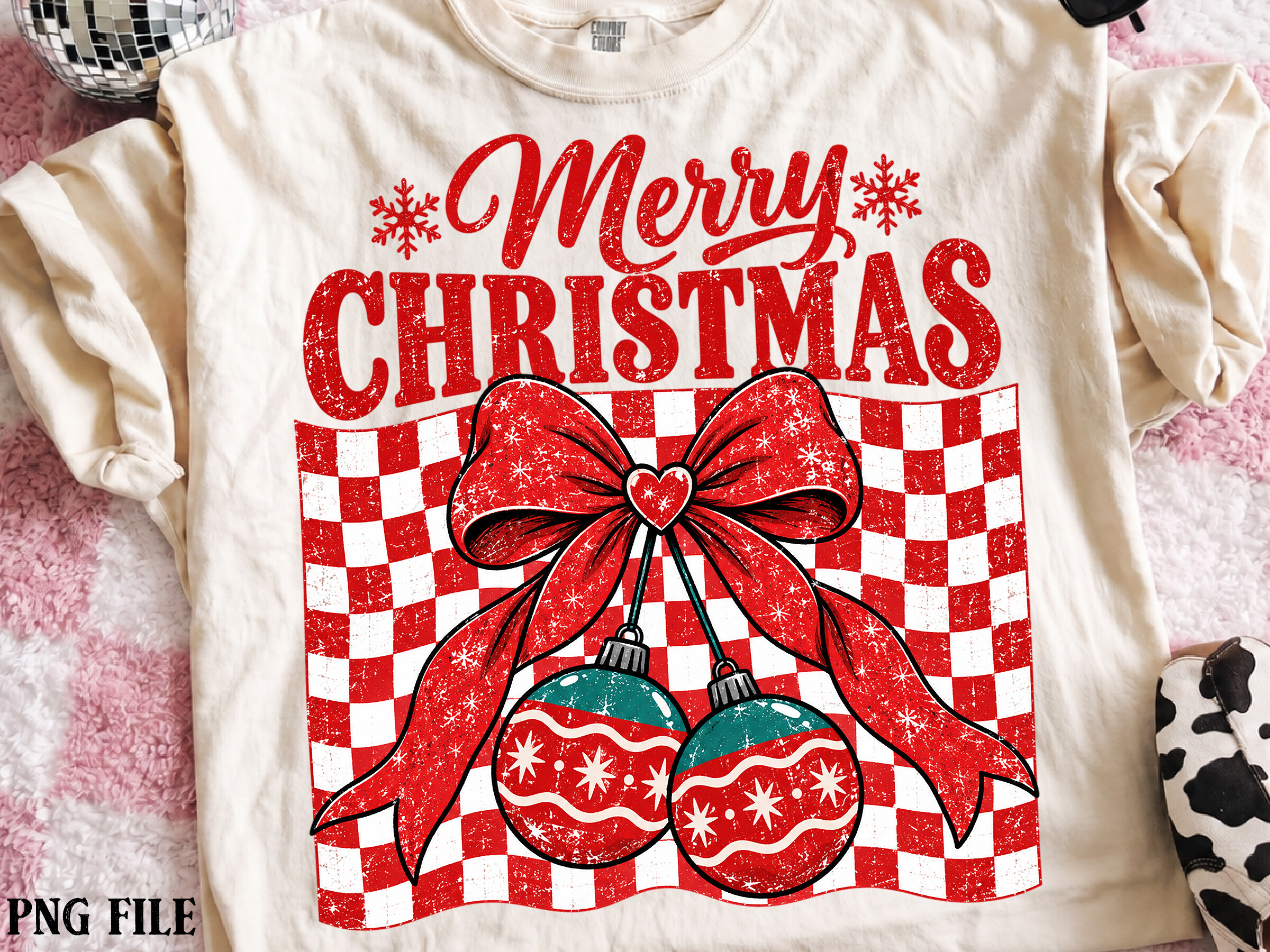 Plaid Christmas Bow Ornament PNG