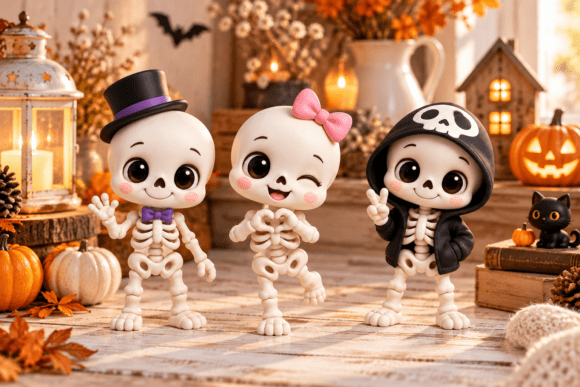 Skeleton Figurine 3D Print STL - Gothic Halloween Decor Model - Image 2