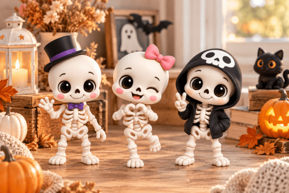 Skeleton Figurine 3D Print STL - Gothic Halloween Decor Model - Image 3