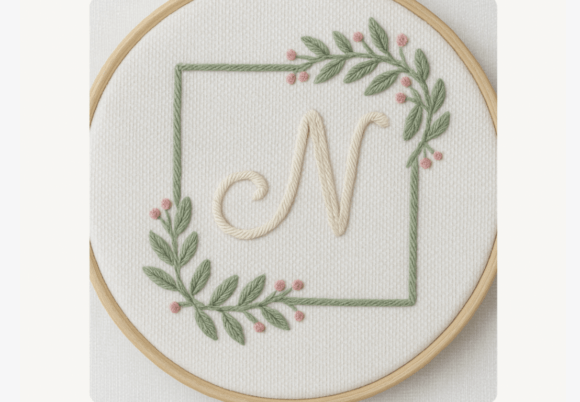 Square Berry Frame Embroidery Pattern