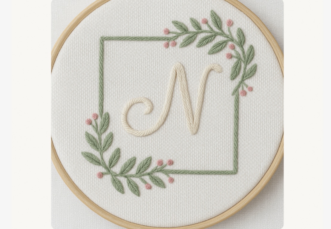Square Berry Frame Embroidery Pattern