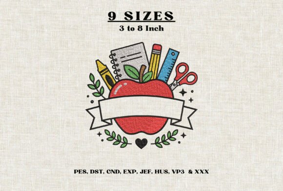 Teacher School Supplies Apple Banner DST