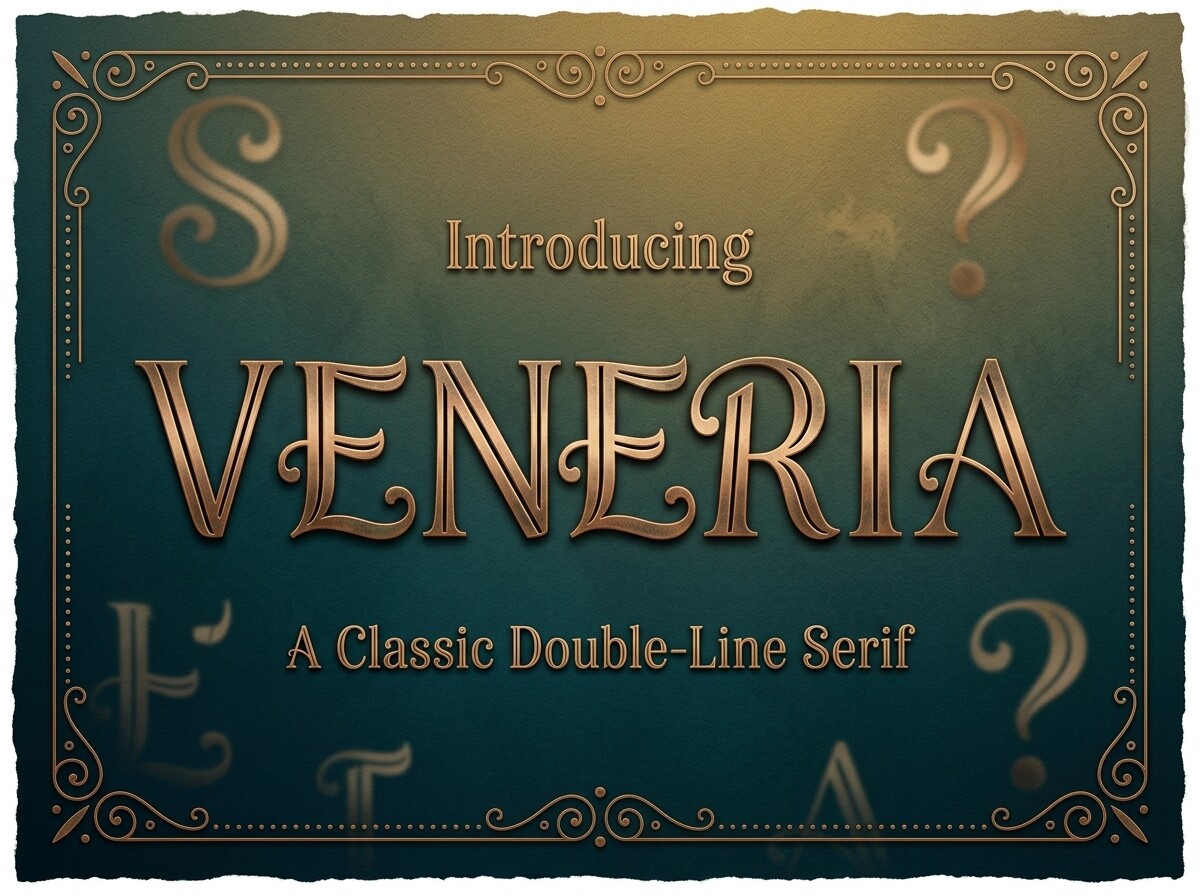 Veneria font preview, formal serif for certificate titles