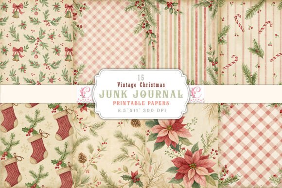 Vintage Christmas Junk Journal Paper