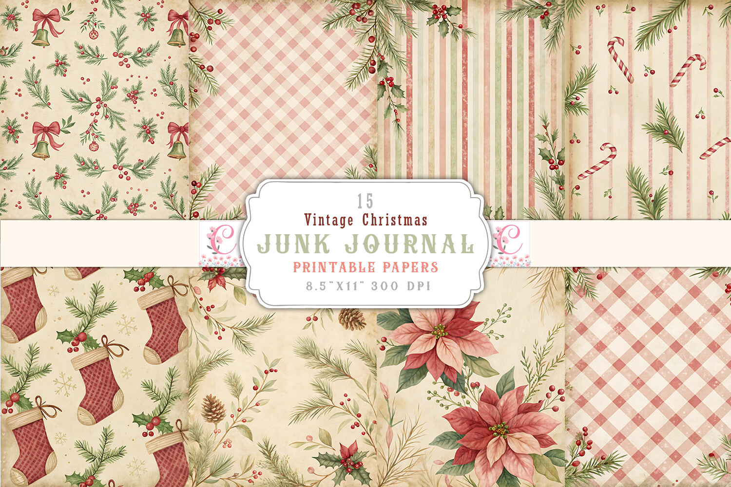 Vintage Christmas Junk Journal Paper
