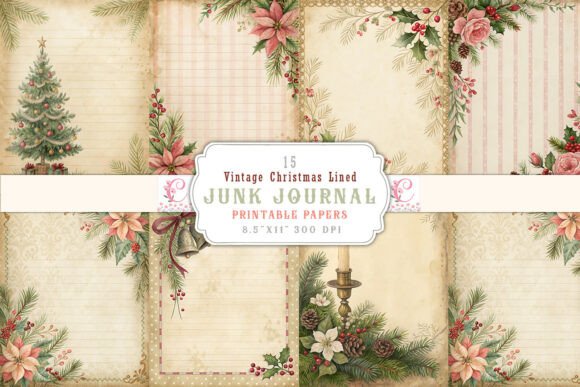 Vintage Christmas Lined Junk Journal