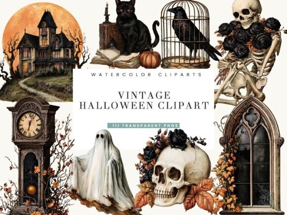 Vintage Halloween Clipart Bundle