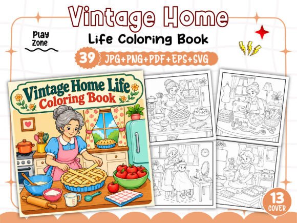 Vintage Home Life Coloring Book Adults