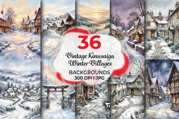 Vintage Kinusaiga Winter Villages