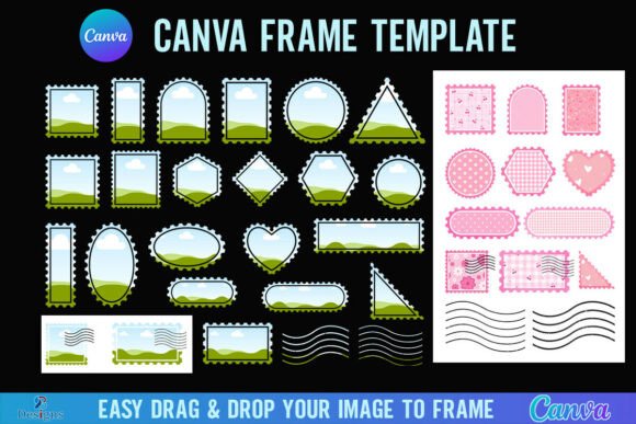 Vintage Postage Stamp Canva Frame Border for photo designs