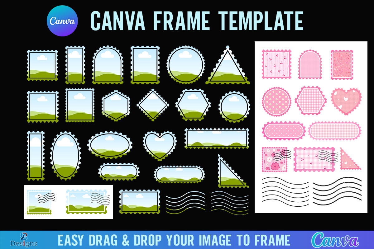 Vintage Postage Stamp Canva Frame Border