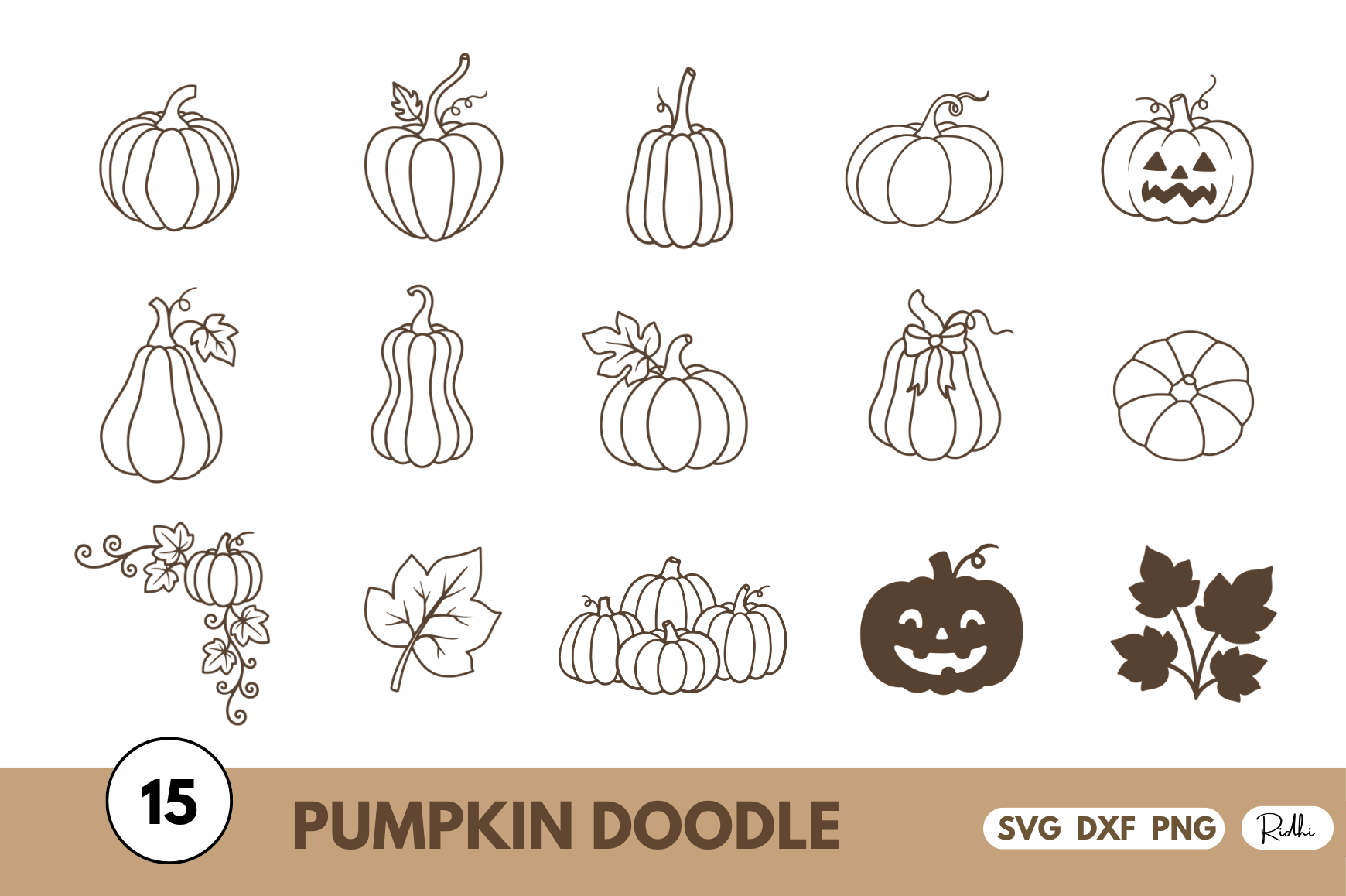 Whimsical Pumpkin Doodle SVG Bundle