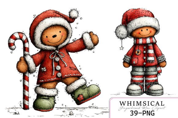 Whimsical Gingerbread Man Clipart Graphics