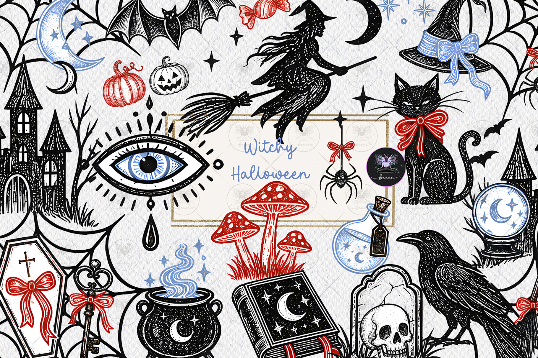 Witchy Halloween Whimsical Clipart