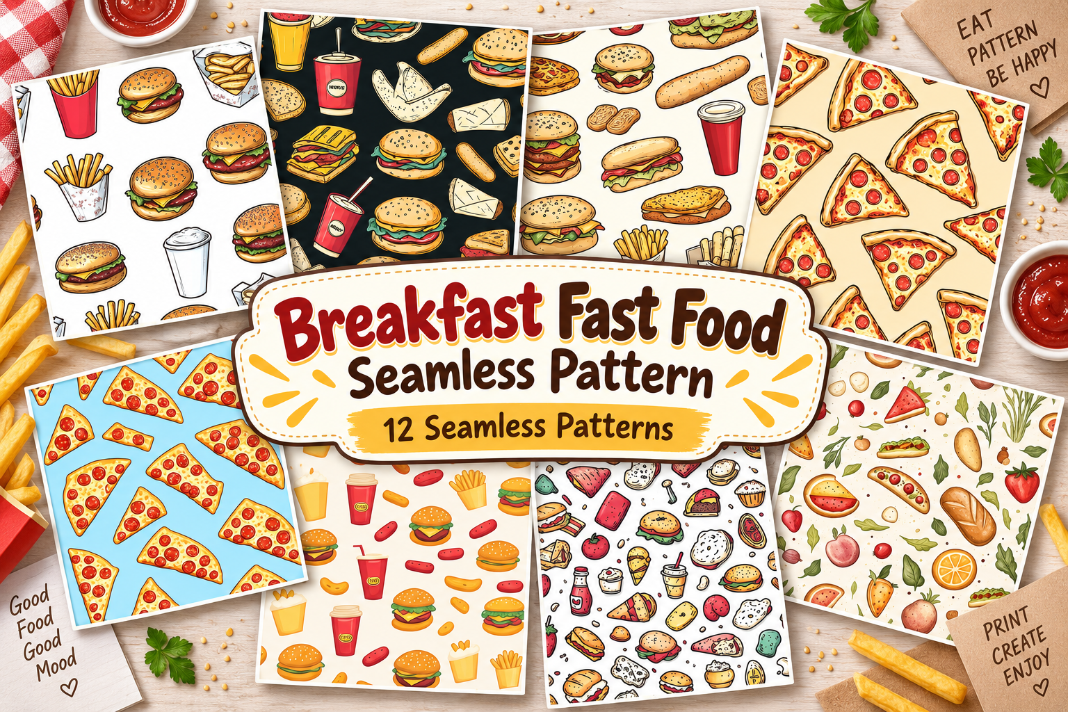 Backfast Fast Bfood Seamless Pattern