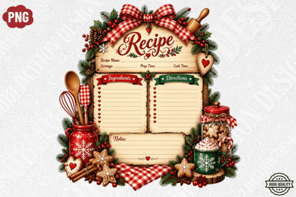 Christmas Recipe Card Png,