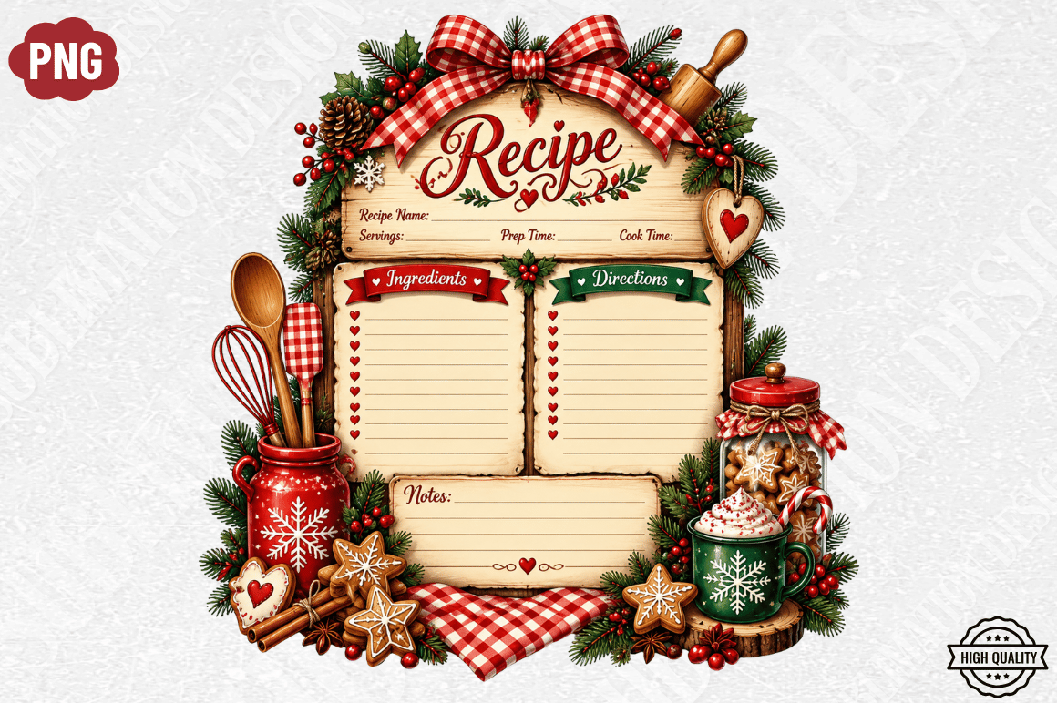 Christmas Recipe Card Png,