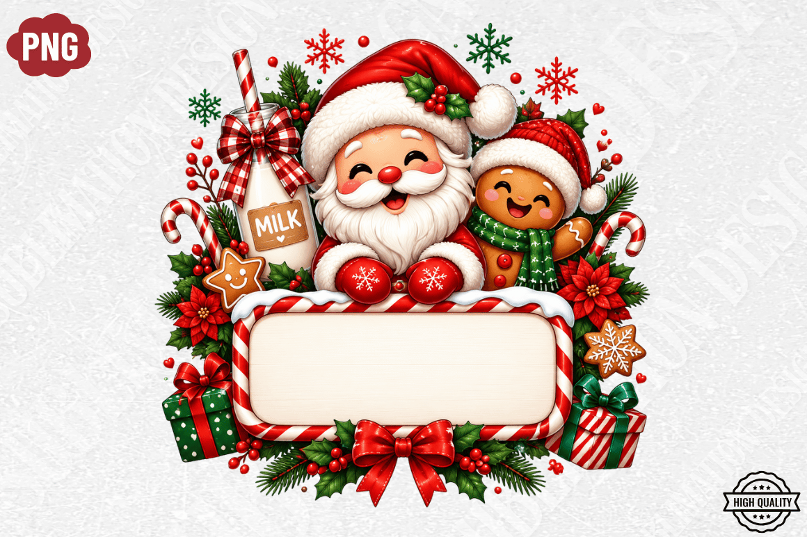Santa Christmas Gift Tag Png,