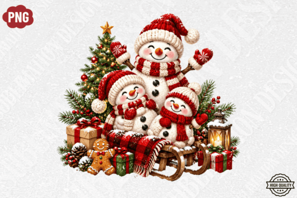 Snowman Christmas Family Png,