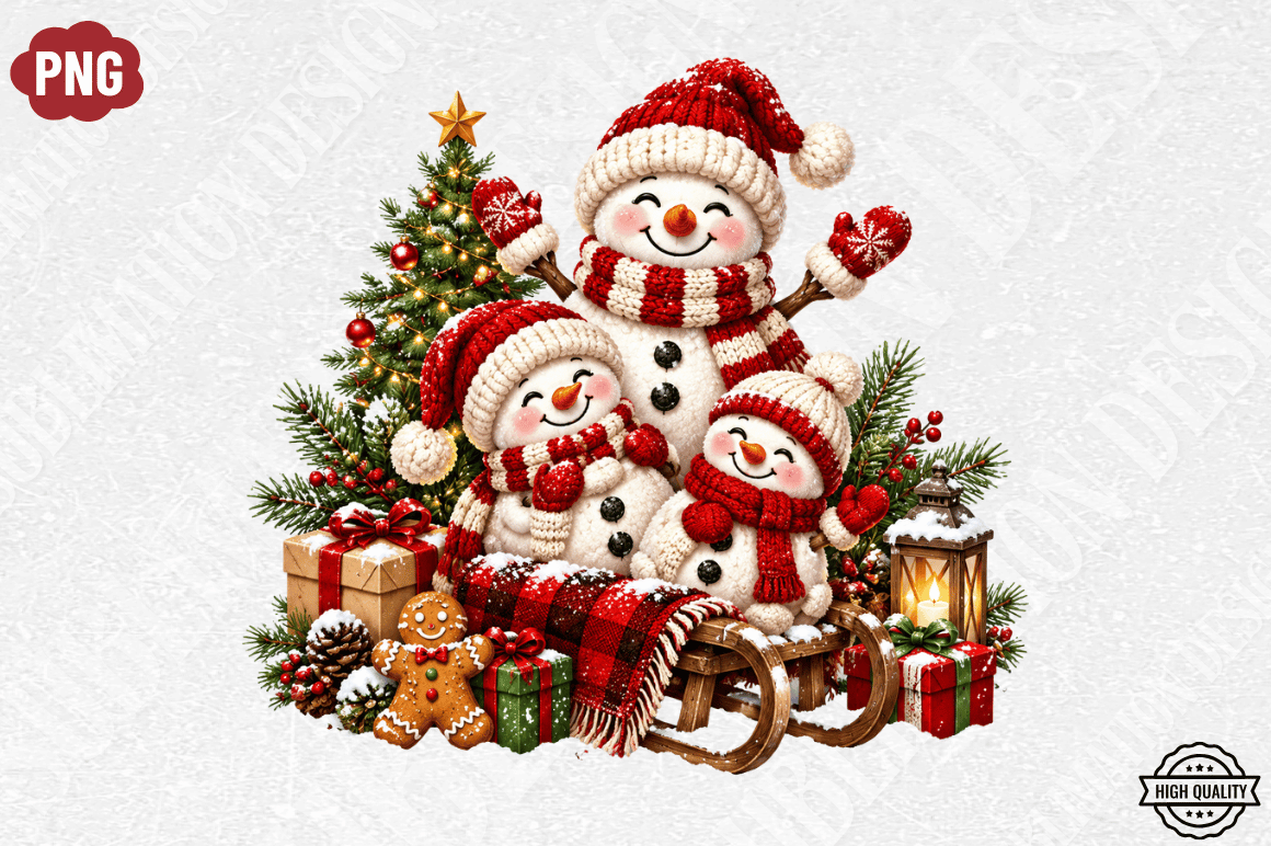 Snowman Christmas Family Png,