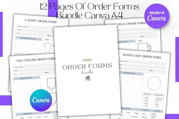 12 Pages of Order Forms Bundle Canva A4