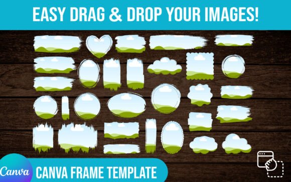 30 brushstroke Canva photo frame templates
