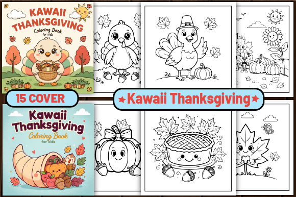 50 Kawaii Thanksgiving Coloring Pages