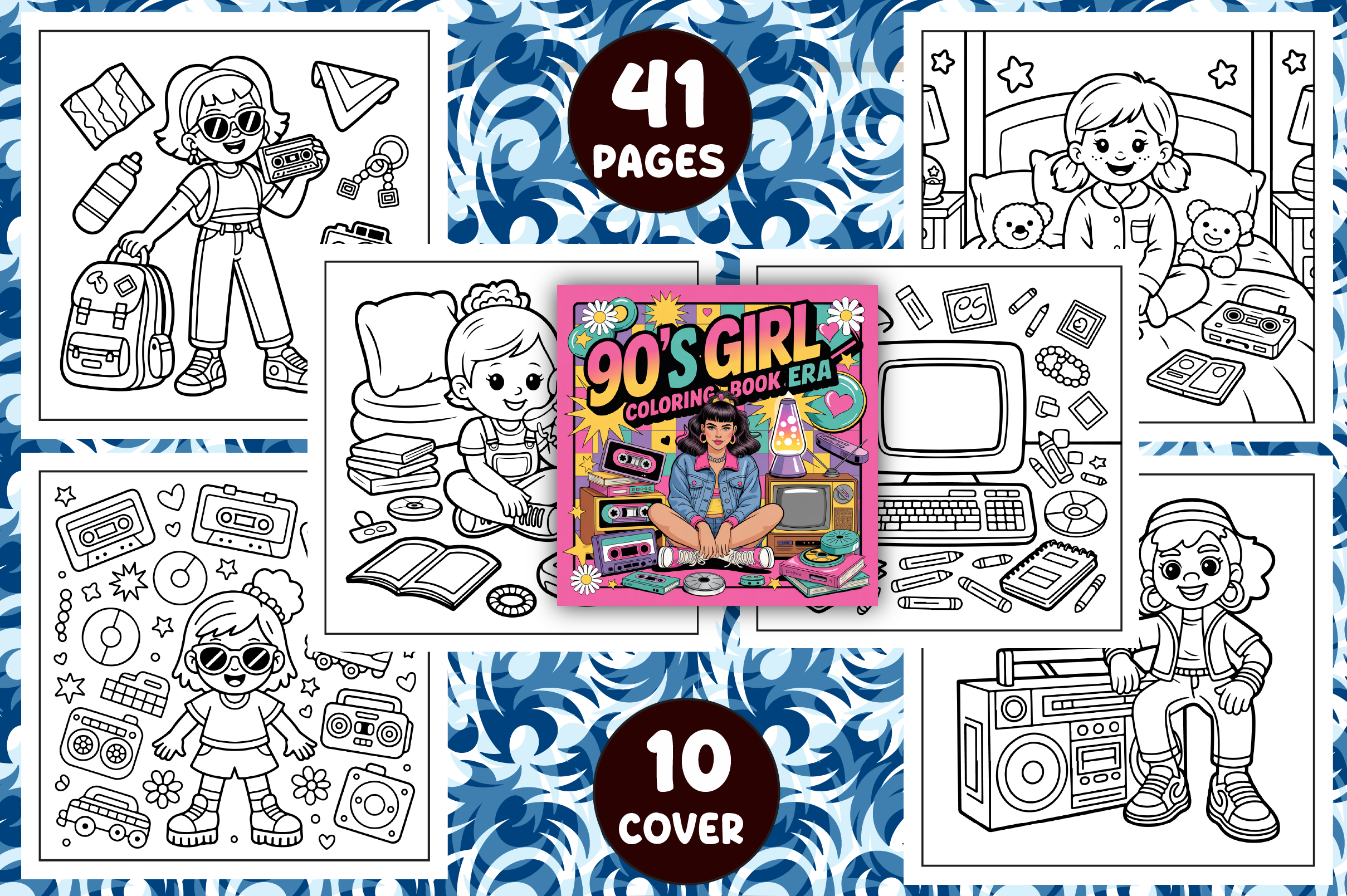 90's Girl Era Coloring Pages for Adults