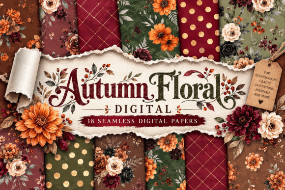 Autumn Floral Digital Pattern