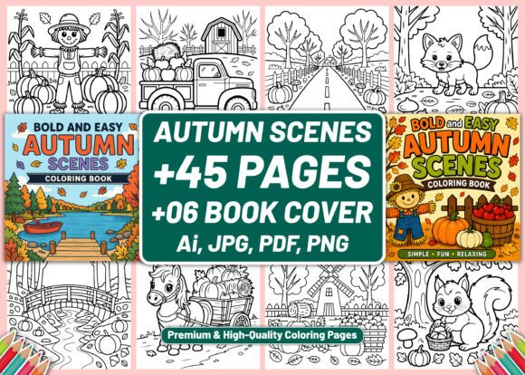 BOLD EASY AUTUMN SCENES COLORING BOOK
