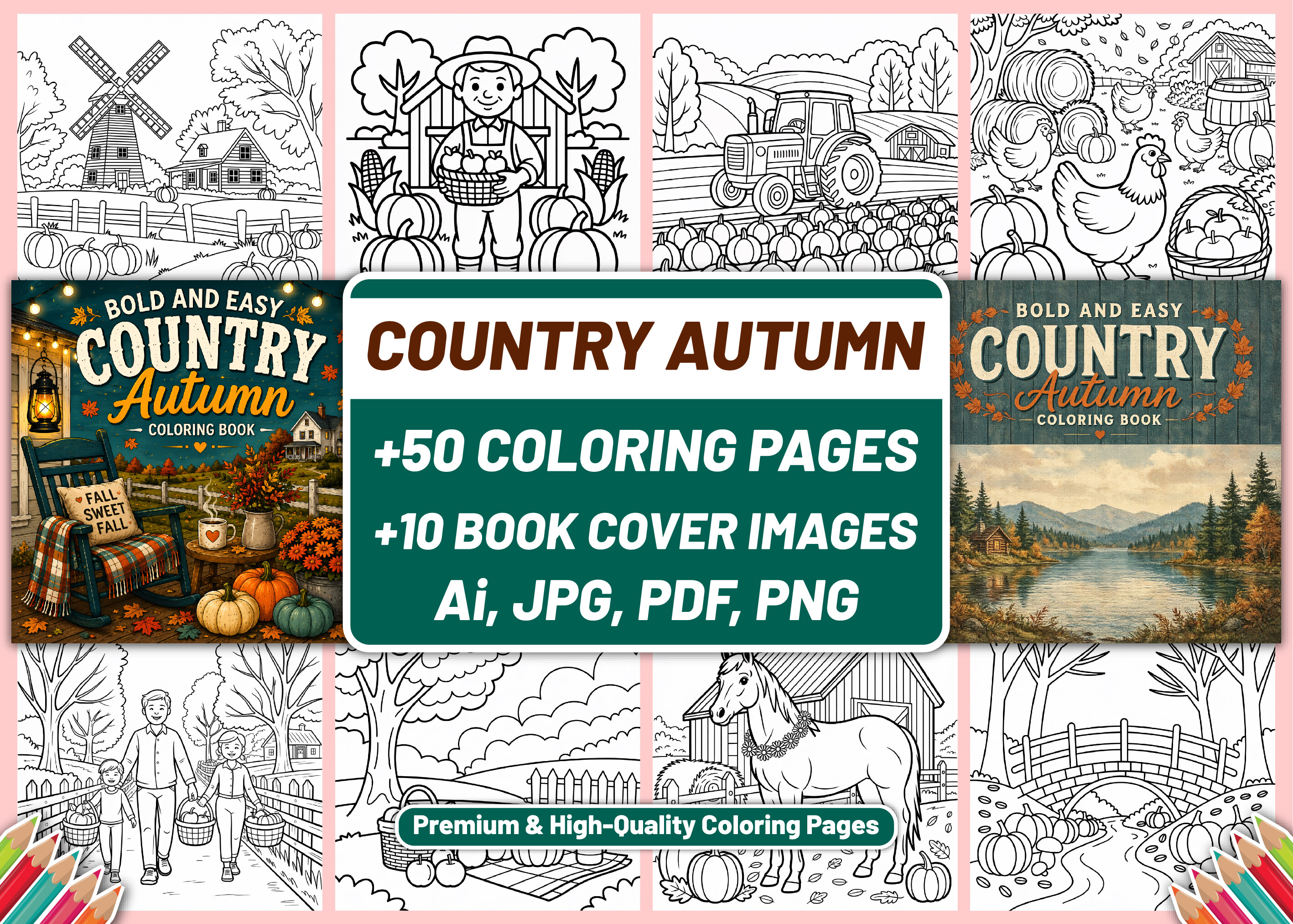 BOLD EASY COUNTRY AUTUMN COLORING BOOK