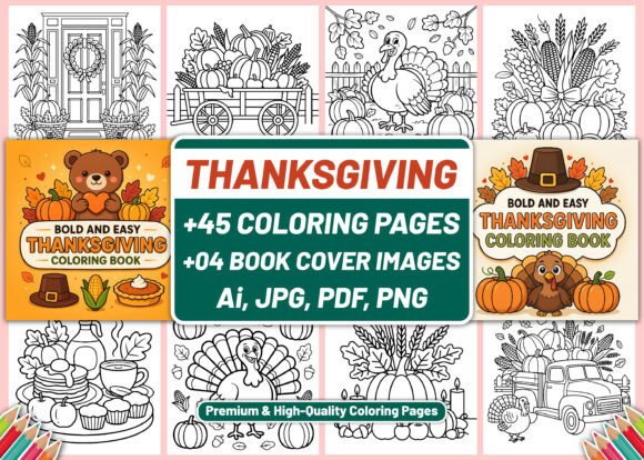 BOLD EASY THANKSGIVING COLORING BOOK