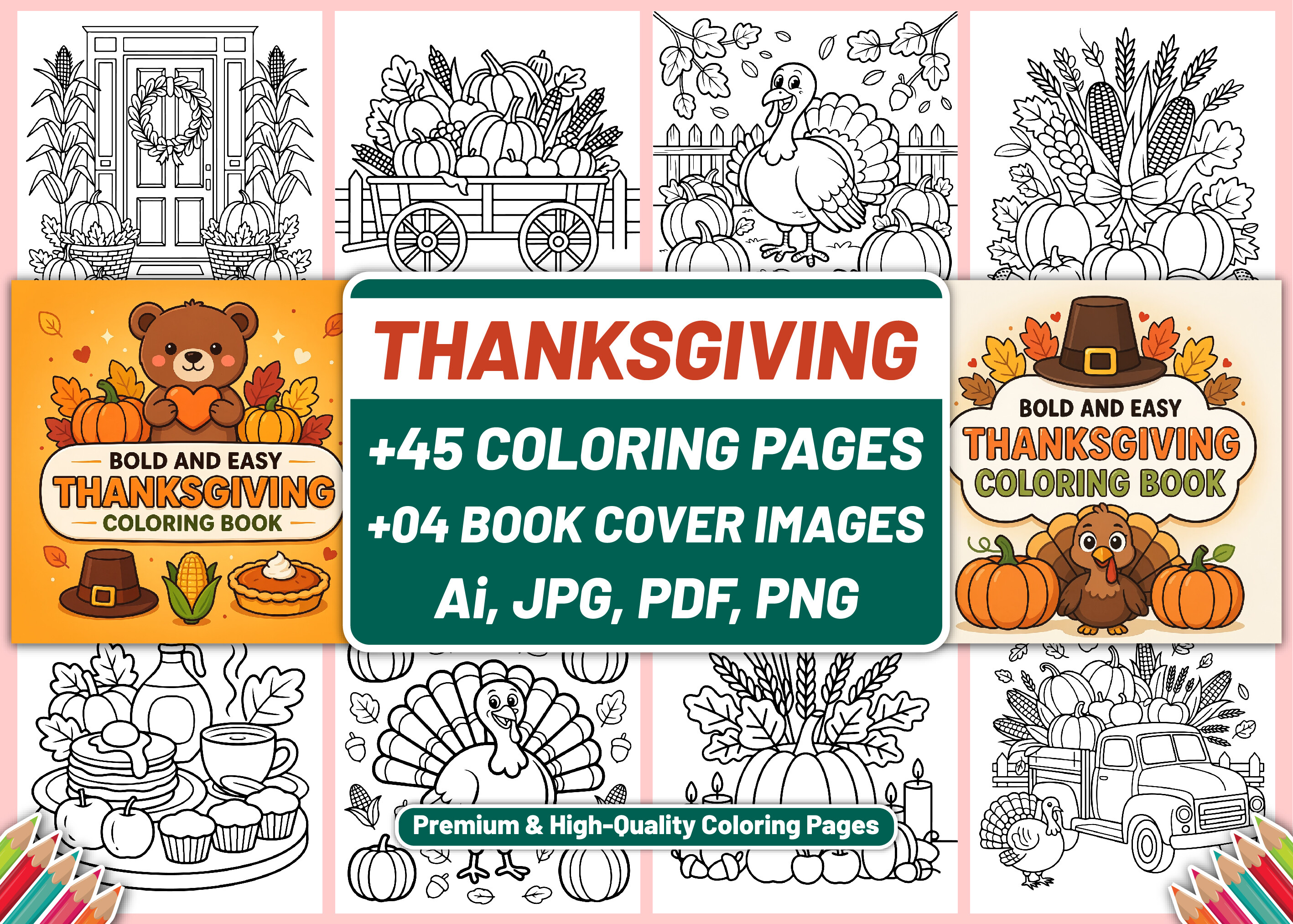 BOLD EASY THANKSGIVING COLORING BOOK