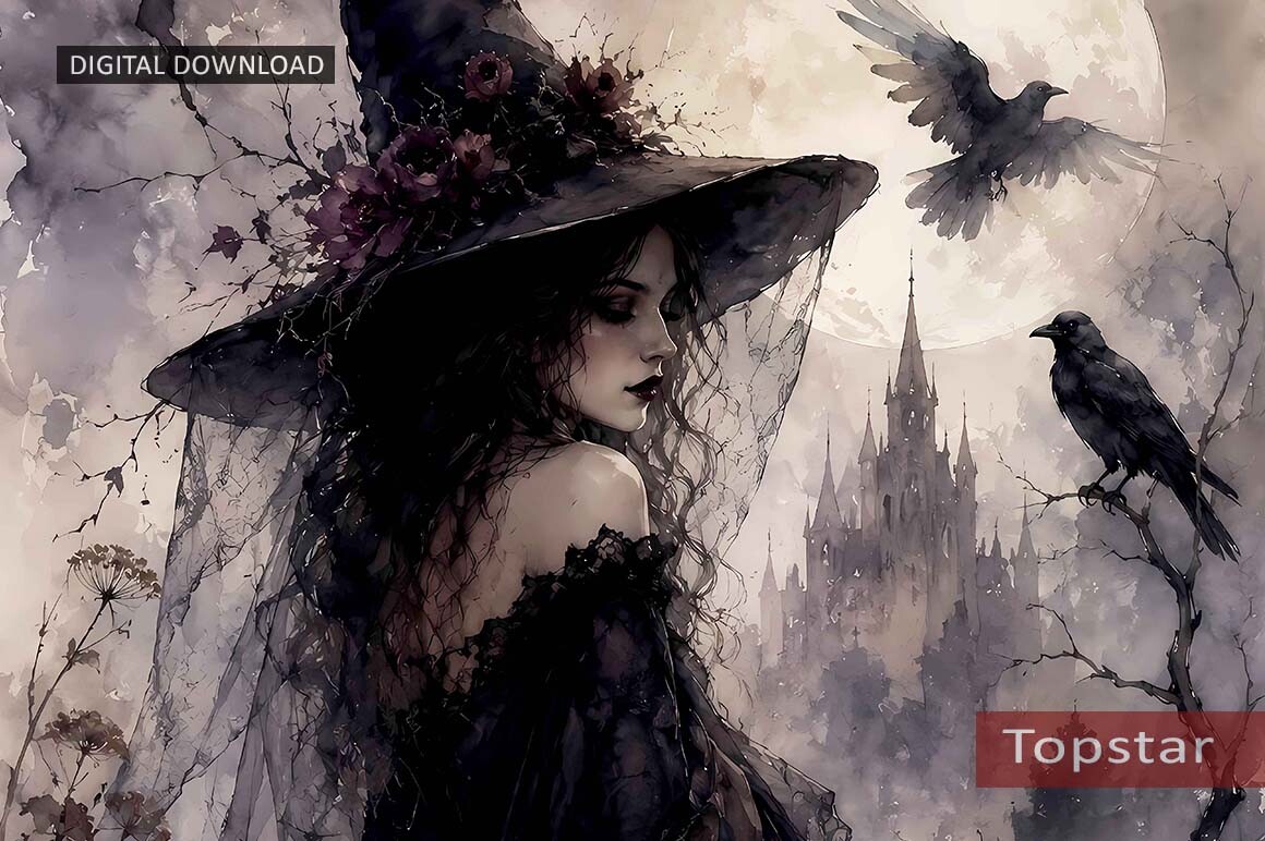 Beautiful Gothic Witch Halloween Decor
