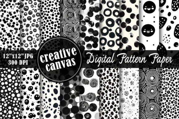 Black and White Circle Seamless Patterns