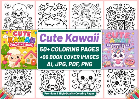 CUTE KAWAII COLORING BOOK for KIDS