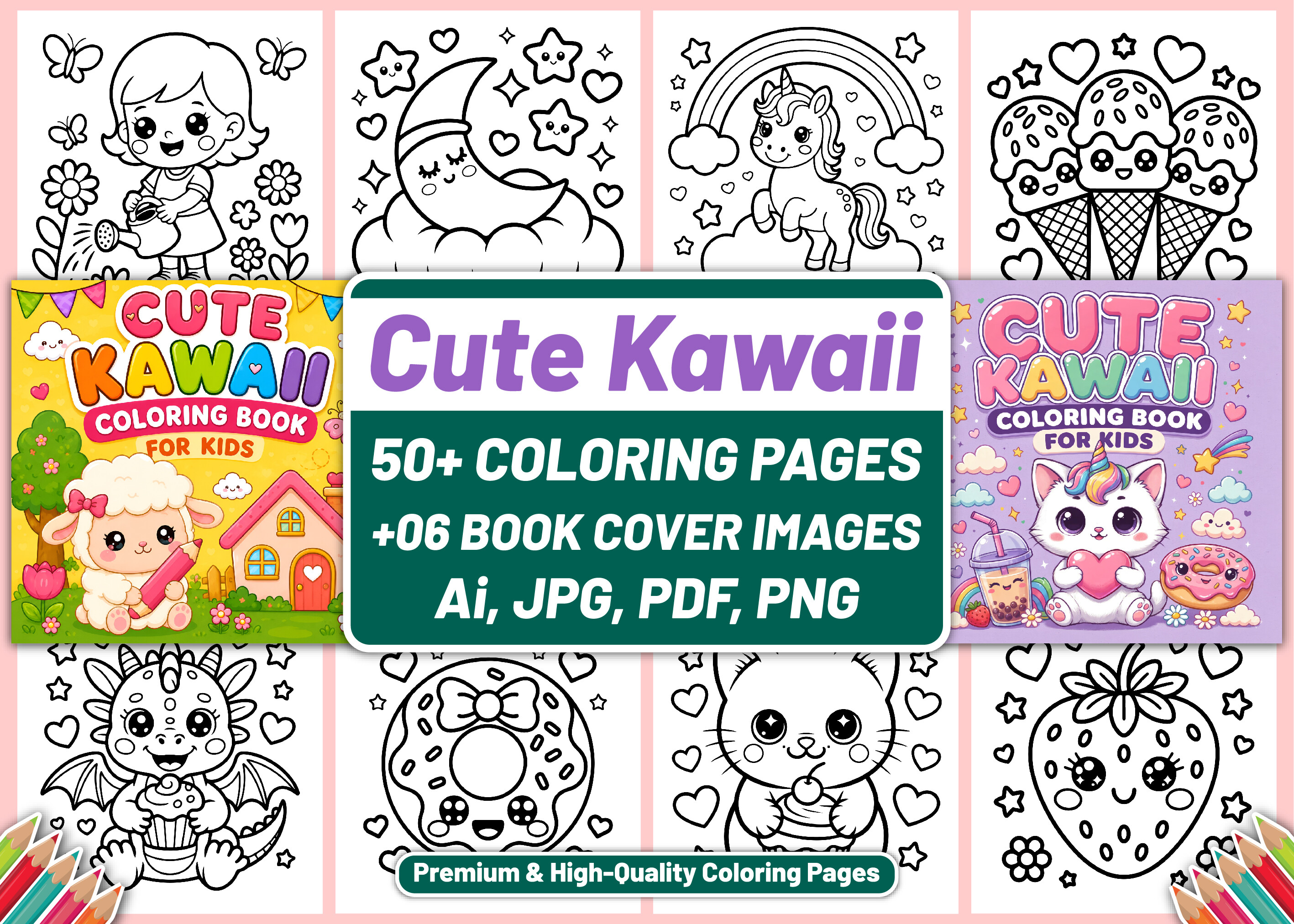 CUTE KAWAII COLORING BOOK for KIDS