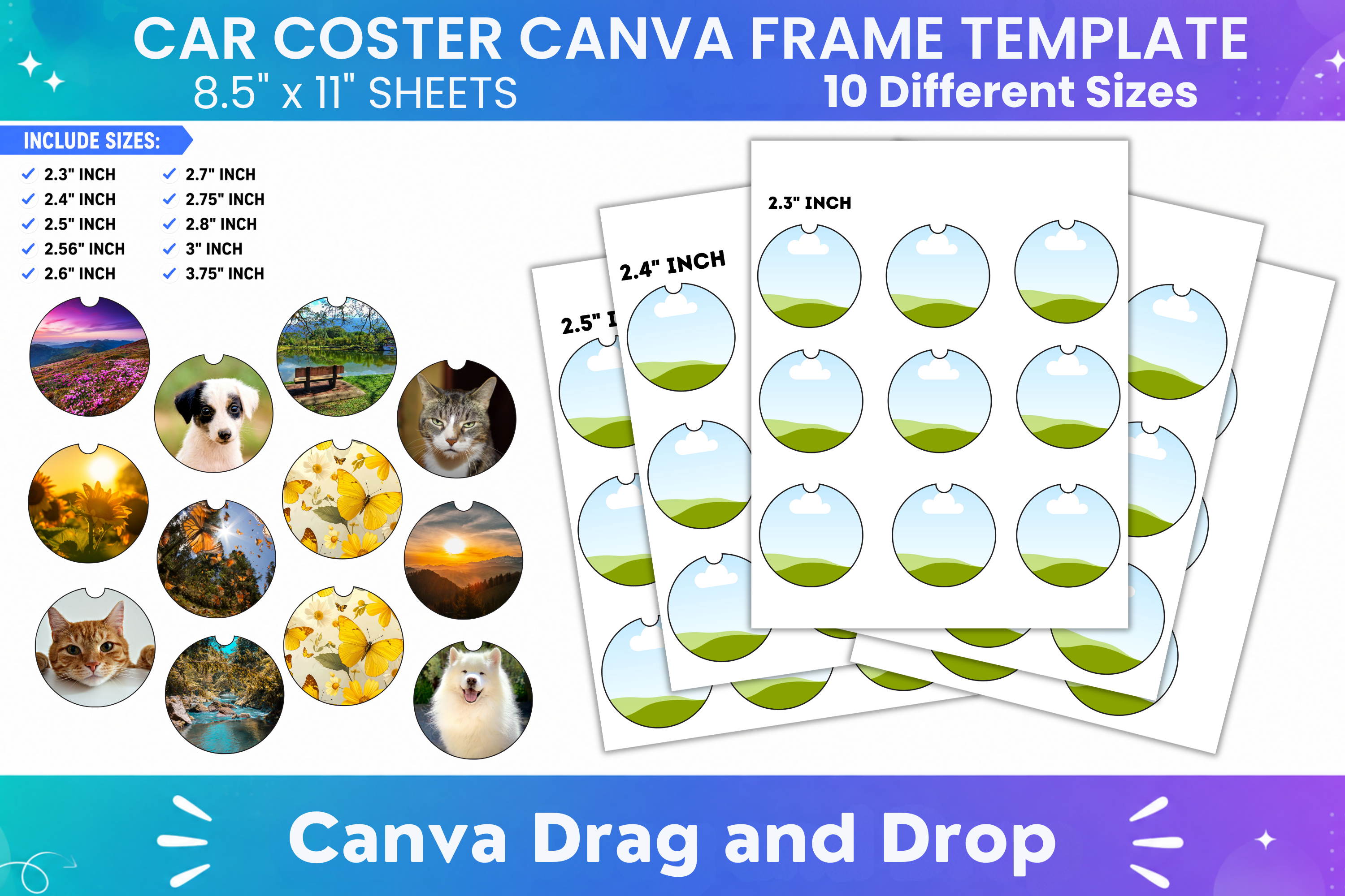 Car Coaster Canva Frame Template