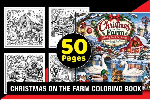 Christmas Farm Coloring Book Adults