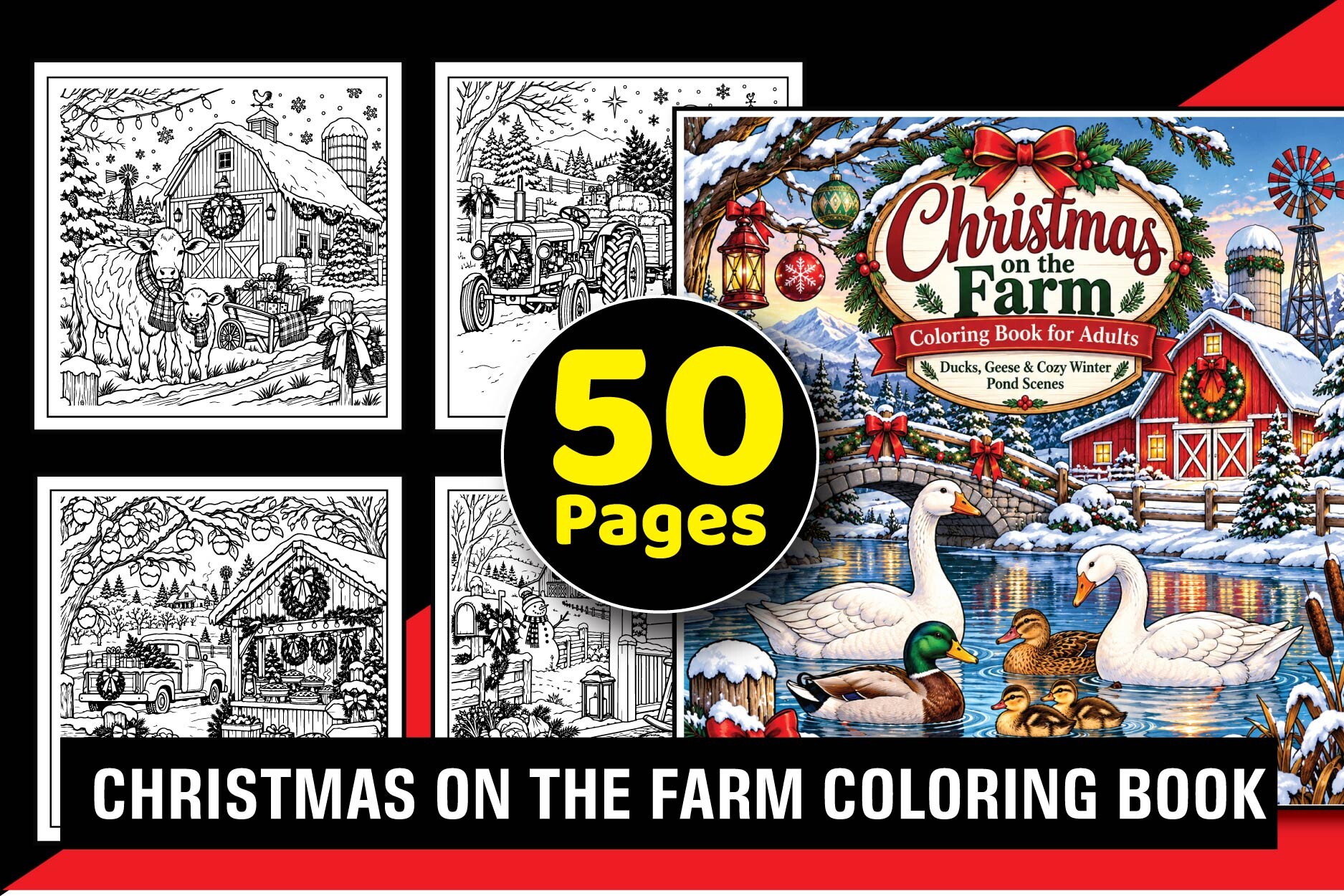Christmas Farm Coloring Book Adults