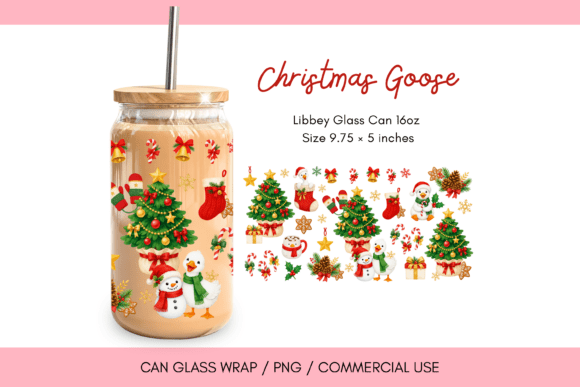 Christmas Goose Glass Can Wrap PNG