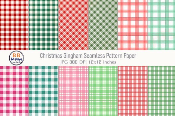 Christmas Pattern Gingham Seamless Paper