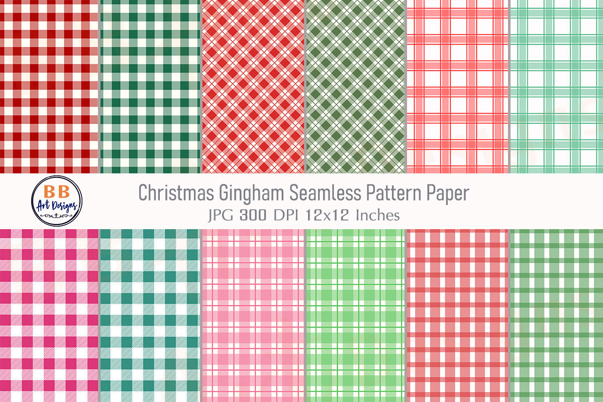 Christmas Pattern Gingham Seamless Paper