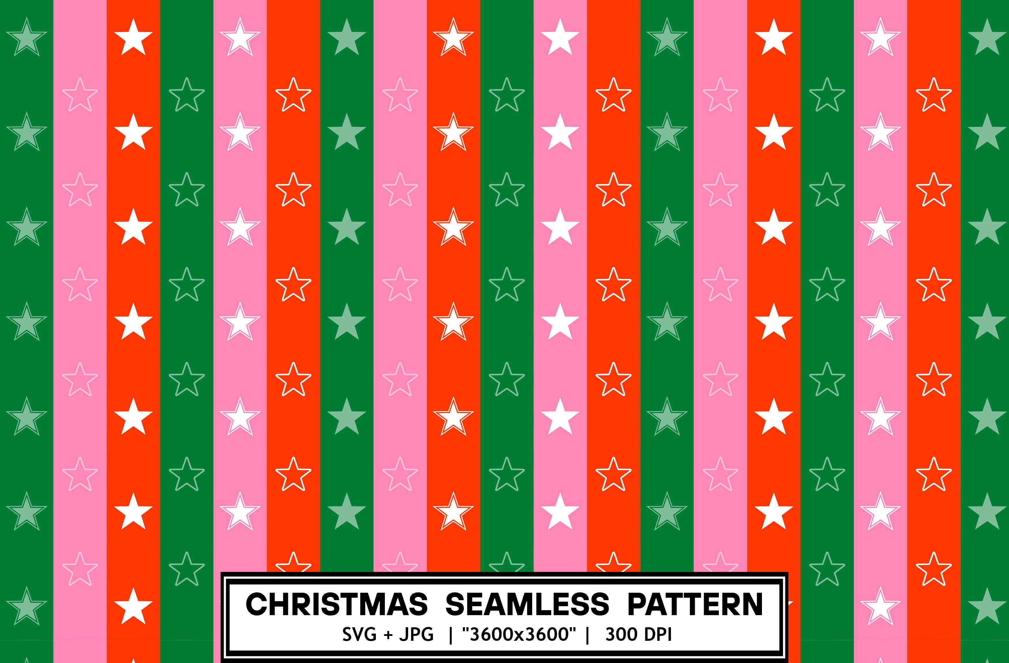 Christmas Star Stripes Seamless Pattern