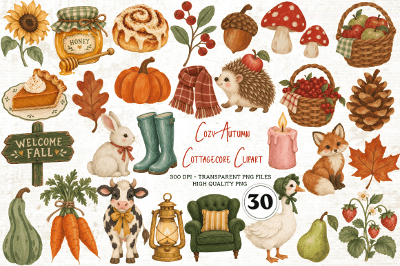 Cozy Autumn Cottagecore Clipart