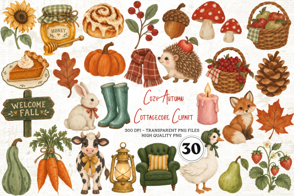 Cozy Autumn Cottagecore Clipart