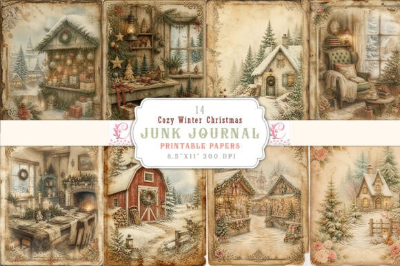 Cozy Winter Christmas Junk Journal Paper