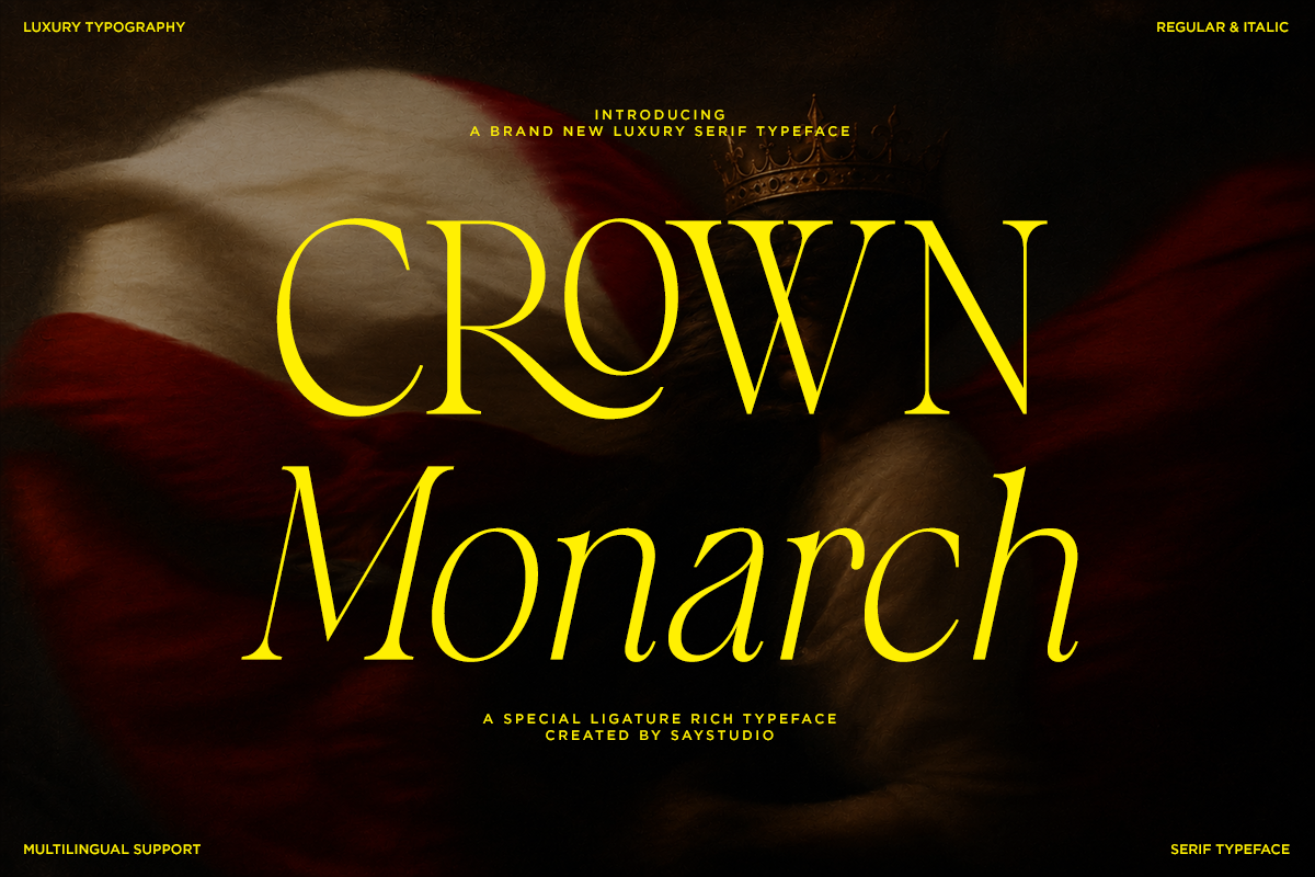 Crown Monarch preview: status serif with luxury character