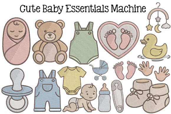 Cute Baby Essentials Machine Embroidery