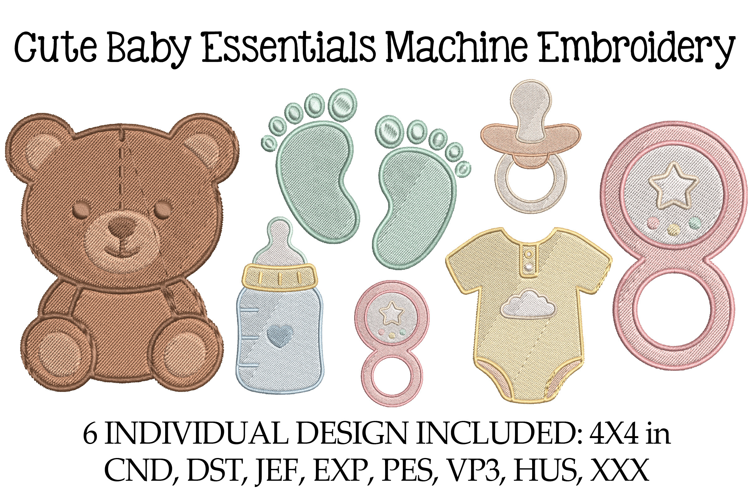 Cute Baby Essentials Machine Embroidery